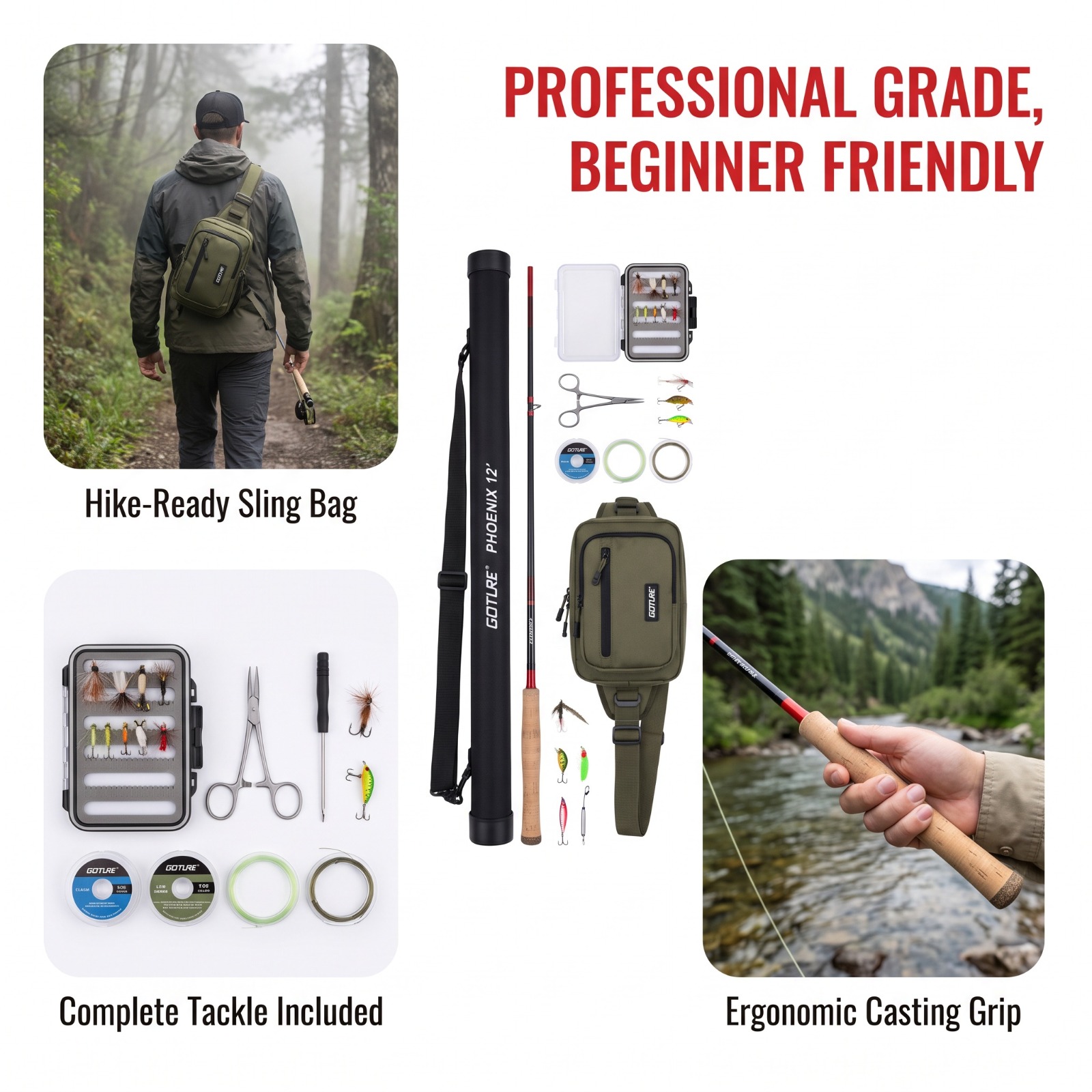Goture 12FT 3.6M Tenkara Fly F - đánh giá và giá Fly Fishing Set