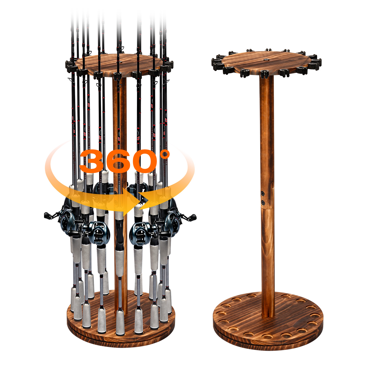 Round Carbonized Wood Fishing  - đánh giá và giá Fishing Rod Pod